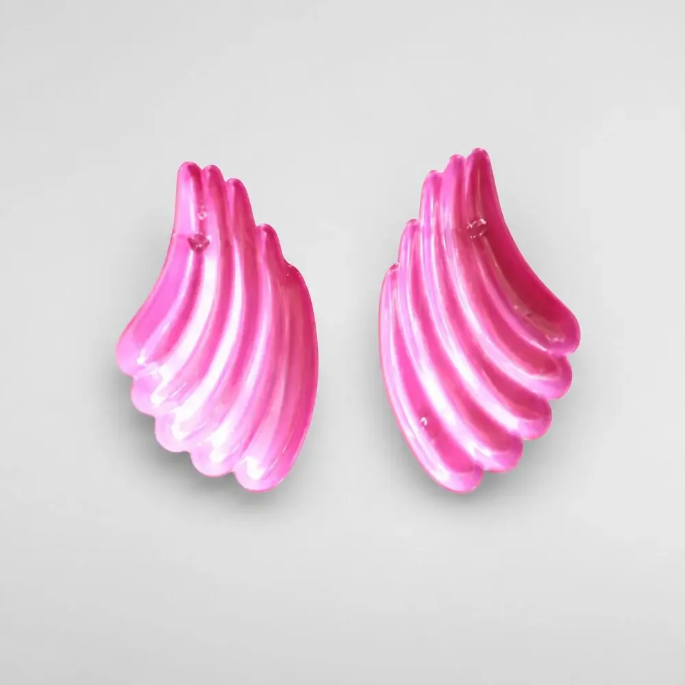 1980s Magenta Pink Enameled Metal Pierced Earrings 1.5